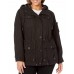 Black Women's Cotton Four Pocket Hooded Field Jacket (Standard & Plus Sizes)