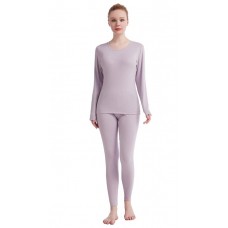  Lilac Thermal Underwear for Women Solid Ultra Soft Long John thermal Underwear Sets Base Layer for Women